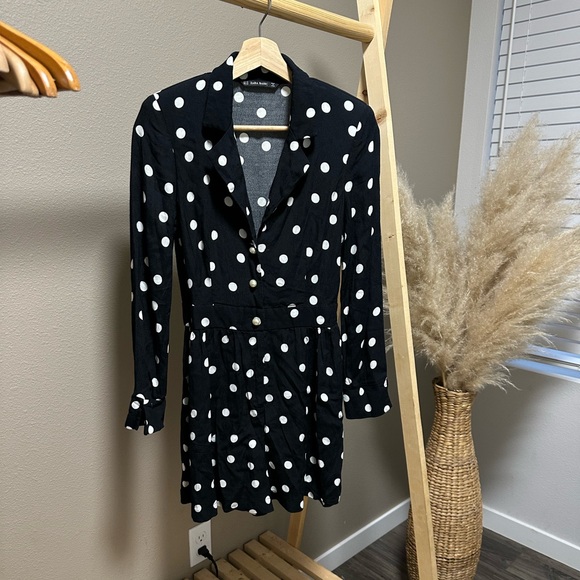 ZARA SHOULDER PADS POLKA DOT JUMPSUIT - Picture 5 of 10